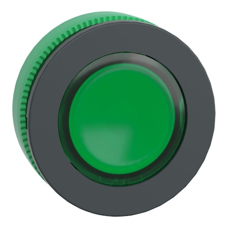 Head for illuminated push button, Harmony XB5, antimicrobial, plastic, green flush mounted, 30mm, universal LED, MPN:ZB5FA38