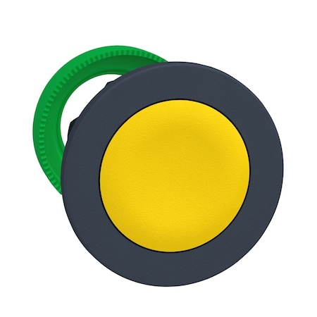 Antimicrobial Flush mounted push button head, Harmony XB5, plastic, yellow, 30mm, spring return, unmarked MPN:ZB5FA5