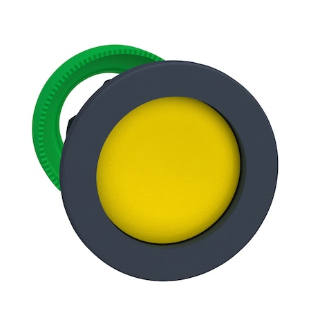 Harmony XB5, Antimicrobial Flush mounted push button head, plastic, recessed, yellow, Ã˜30, spring return, unmarked, dark grey bezel MPN:ZB5FA56