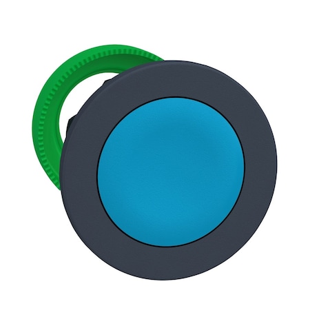 Antimicrobial Flush mounted push button head, Harmony XB5, plastic, blue, 30mm, spring return, unmarked MPN:ZB5FA6