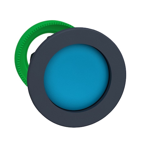 Harmony XB5, Antimicrobial Flush mounted push button head, plastic, recessed, blue, Ã˜30, spring return, unmarked, dark grey bezel MPN:ZB5FA66
