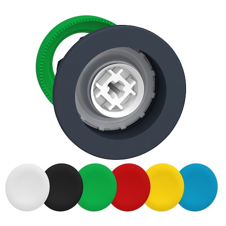 Antimicrobial flush mounted push button head, Harmony XB5, plastic, with set of 6 colours caps, 30mm, spring return, unmarked MPN:ZB5FA9