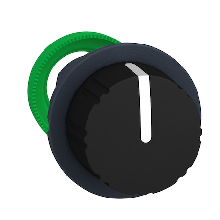 Head for selector switch, Harmony XB5, flush mounted black knurled knob 3 pos stay put MPN:ZB5FD39
