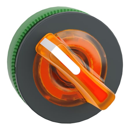 Head for illuminated selector switch, Harmony XB5, plastic, orange handle, universal LED, 2 positions, stay put MPN:ZB5FK1253