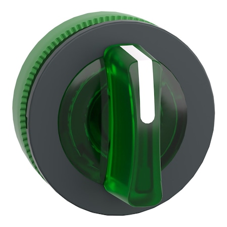 Head for illuminated selector switch, Harmony XB5, plastic, green handle, flush mounted, universal LED, 3 positions MPN:ZB5FK1333