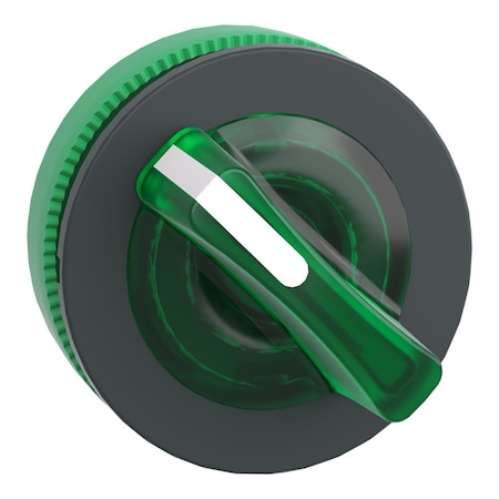 Head for illuminated selector switch, Harmony XB5, plastic, green handle, flush mounted, universal LED, 2 positions MPN:ZB5FK1433