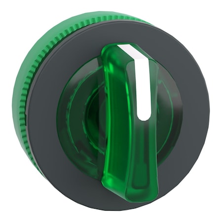 Head for illuminated selector switch, Harmony XB5, plastic, green handle, universal LED, 3 positions, to center MPN:ZB5FK1533