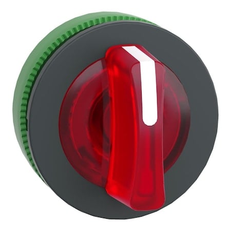 Head for illuminated selector switch, Harmony XB5, plastic, red handle, universal LED, 3 positions, left to center MPN:ZB5FK1743