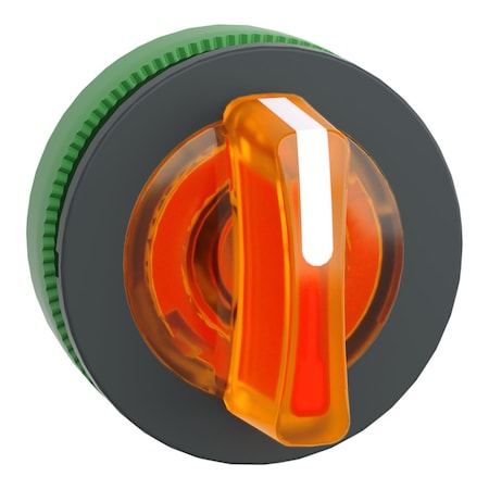 Head for illuminated selector switch, Harmony XB5, plastic, orange, universal LED, 3 positions, spring return MPN:ZB5FK1753