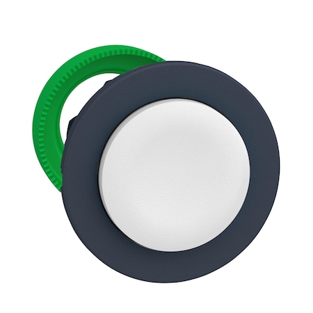 Harmony XB5, Antimicrobial Flush mounted push button head, plastic, projecting, white, Ã˜30, spring return, unmarked, dark grey bezel MPN:ZB5FL1