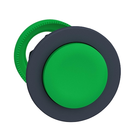 Harmony XB5 Antimicrobial Flush mounted push button, plastic, projecting, green/grey, spring return MPN:ZB5FL3