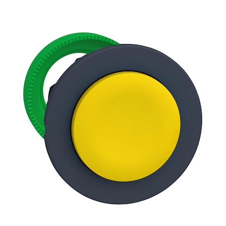 Harmony XB5, Antimicrobial Flush mounted push button head, plastic, projecting, yellow, Ã˜30, spring return, unmarked, dark grey bezel MPN:ZB5FL5