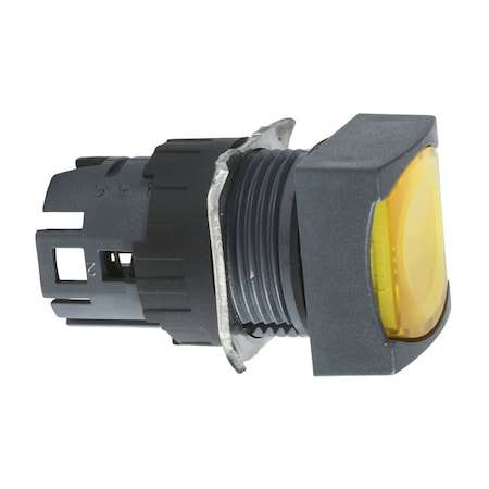 Head for illuminated push button, Harmony XB6, yellow, square flush, 16 spring return 12.24 V MPN:ZB6CW5