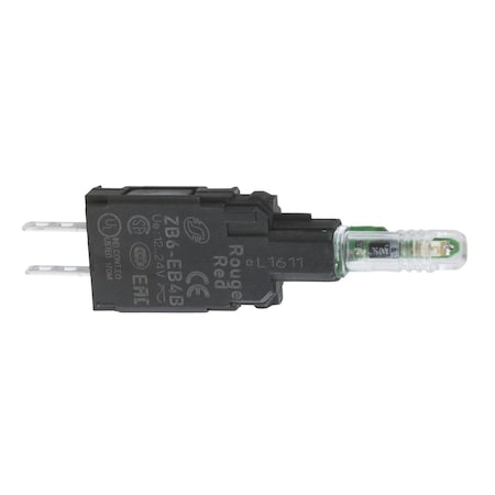 Complete body for pilot lights, Harmony XB6, green light block, with body/fixing collar, integral LED, 230.240V AC MPN:ZB6EM3B