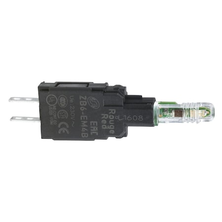 Complete body for pilot lights, Harmony XB6, red light block, with body fixing collar, integral LED, 230.240V AC MPN:ZB6EM4B