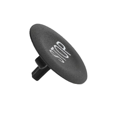 Black cap marked STOP for circular pushbutton, 22 MPN:ZBA234