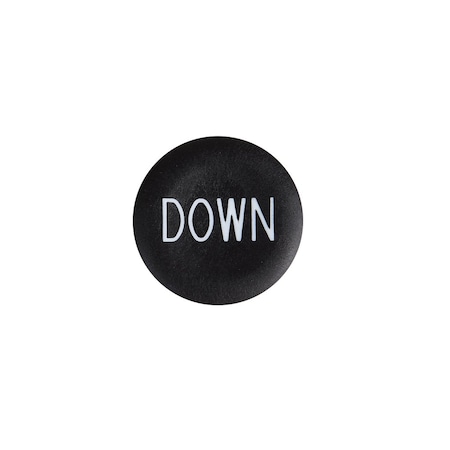 Black cap marked down for circular pushbutton, 22 MPN:ZBA344