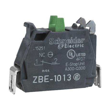 Single contact block, Harmony XB4, silver alloy, faston connector, 1NO MPN:ZBE1013