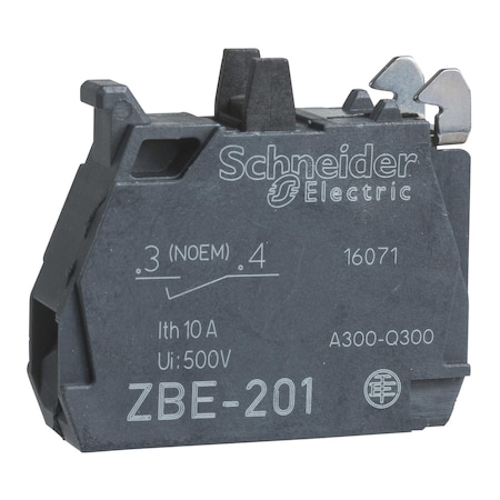 Contact block, Harmony XB4, Harmony XB5, single contact, for head 22mm, standard contacts, screw terminals for lug, 1NO MPN:ZBE1019