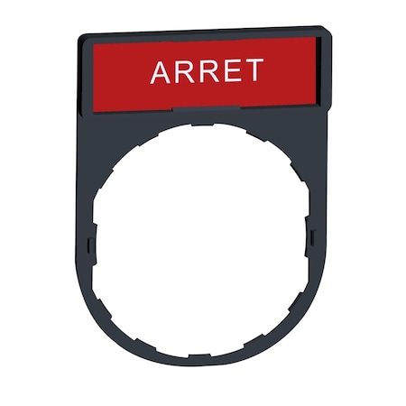 Legend holder, Harmony XB4, 30 x 40mm, plastic, 8 x 27mm legend, white marked ARRET MPN:ZBY2104