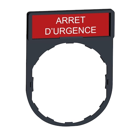 Legend holder, Harmony XB4, 30 x 40mm, plastic, 8 x 27mm legend, white marked ARRET D URGENCE MPN:ZBY2130