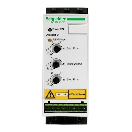 Soft starter for asynchronous motor, Altistart U01, TeSys U, ATSU01, 6A, 200 to 480V, 0.75 to 3kW MPN:ATSU01N206LT