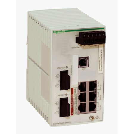 Network switch, Modicon Networking, basic managed, 6 ports for copper, 2 ports for fiber optic, multimode MPN:TCSESB083F2CU0