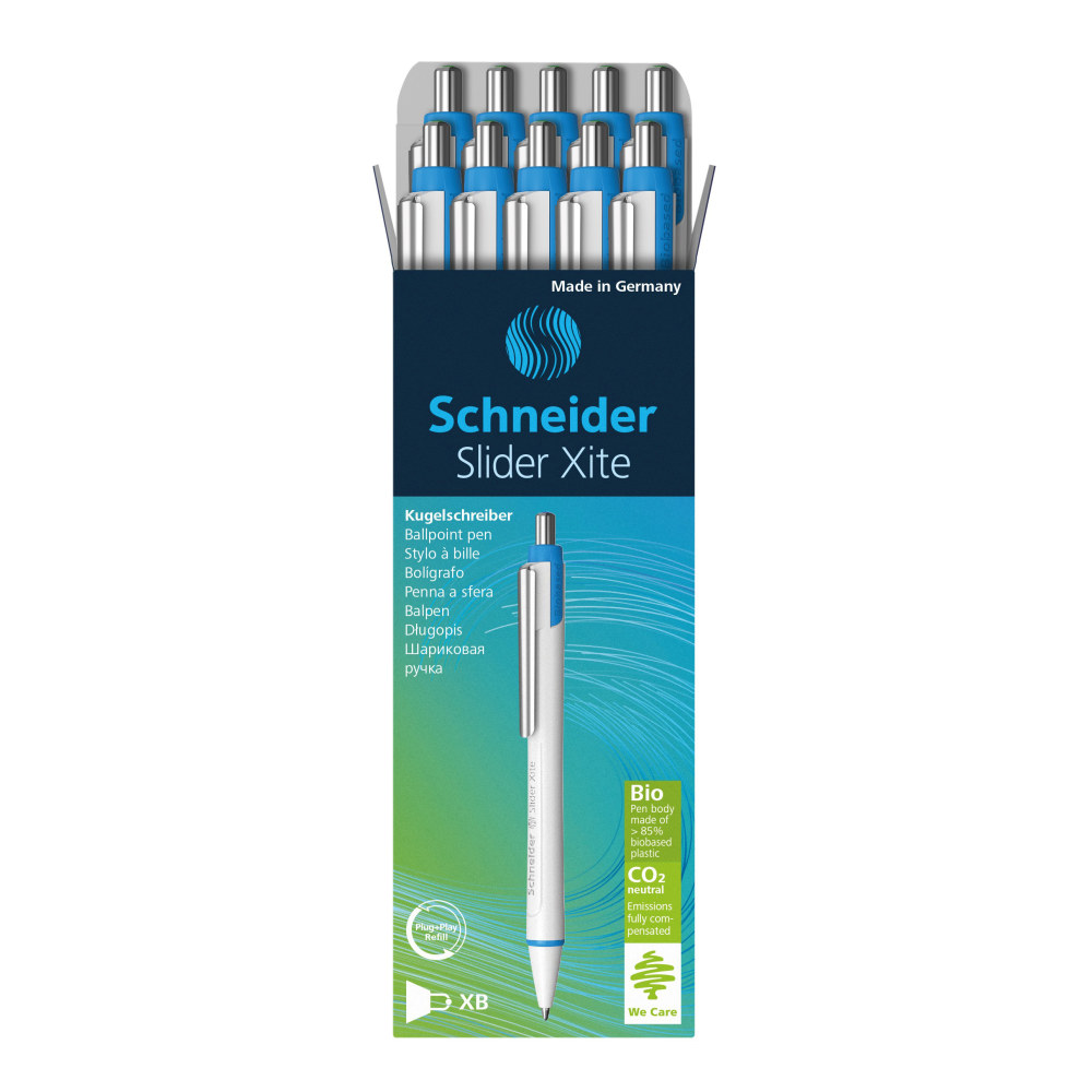 Schneider Slider Xite XB Retractable Ballpoint Pens, Extra-Bold Point, 1.4mm, White Barrel, Green Ink, Pack Of 10 Pens MPN:133204