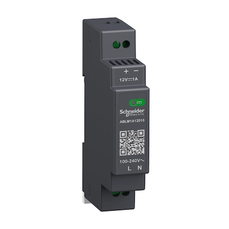 Power Supply, 100 to 240V AC, 12 V DC, 12W, 1A, DIN Rail MPN:ABLM1A12010