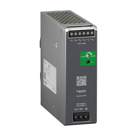 Power Supply, 100 to 240V AC, 12 V DC, 120W, 10A, DIN Rail MPN:ABLS1A12100