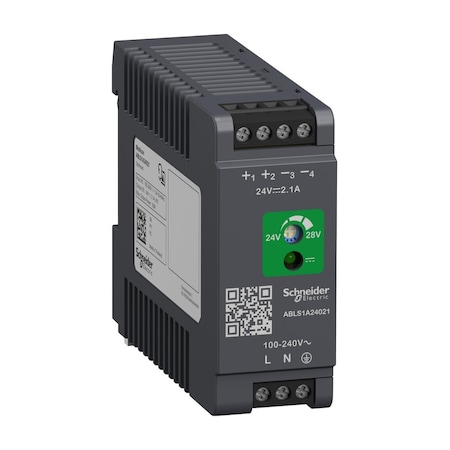 Power Supply, 100 to 240V AC, 24 V DC, 50W, 2.1A, DIN Rail MPN:ABLS1A24021