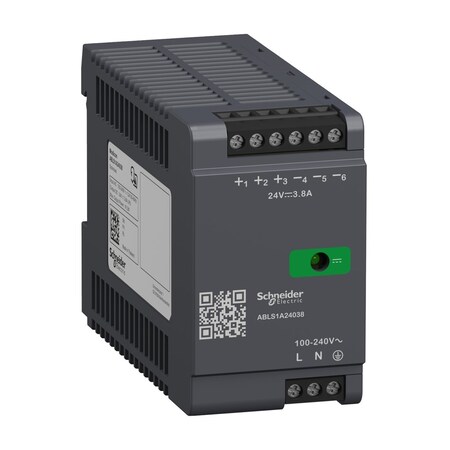 Power Supply, 100 to 240V AC, 24V DC, 91.2W, 3.8A, DIN Rail MPN:ABLS1A24038