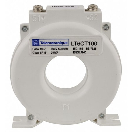 Solid Core Current Transformer, 0 to 100A, 0 to 1A, Screw Terminal MPN:LT6CT1001