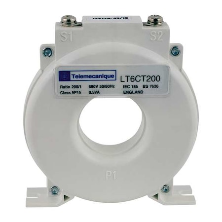Solid Core Current Transformer, 0 to 200A, 0 to 1A, Screw Terminal MPN:LT6CT2001