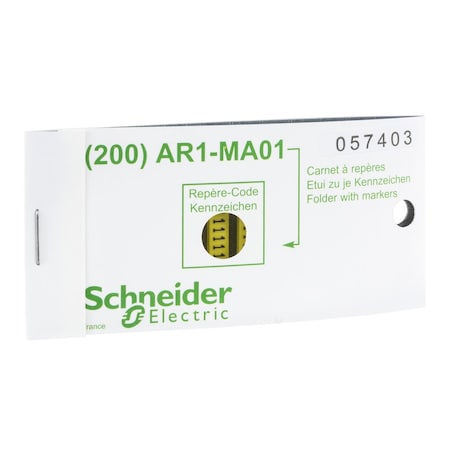 Marker, Linergy TR cable ends, yellow, clipin type, character 0, Numeric, set of 200 MPN:AR1MA010