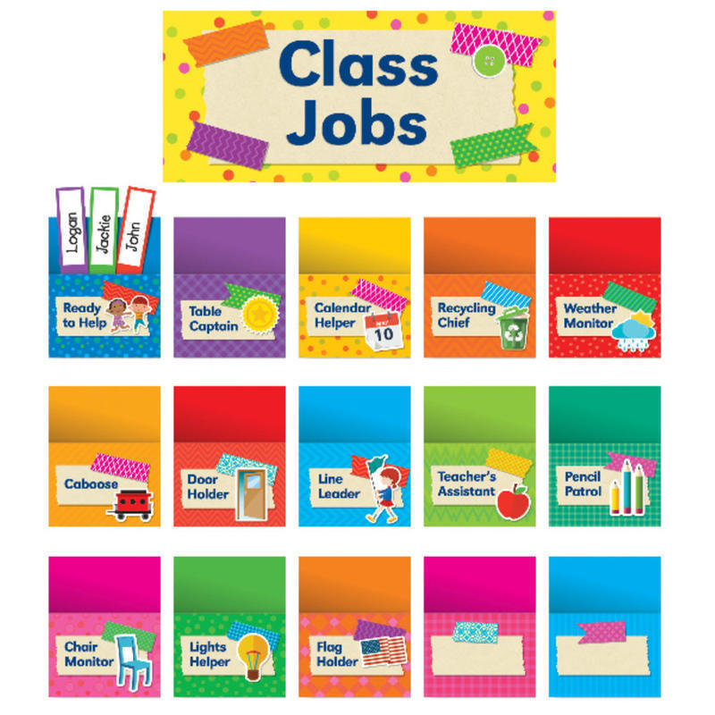 Scholastic Teachers Friend Tape It Up! Class Jobs Bulletin Board Set, Pre-K To Grade 6 MPN:812782