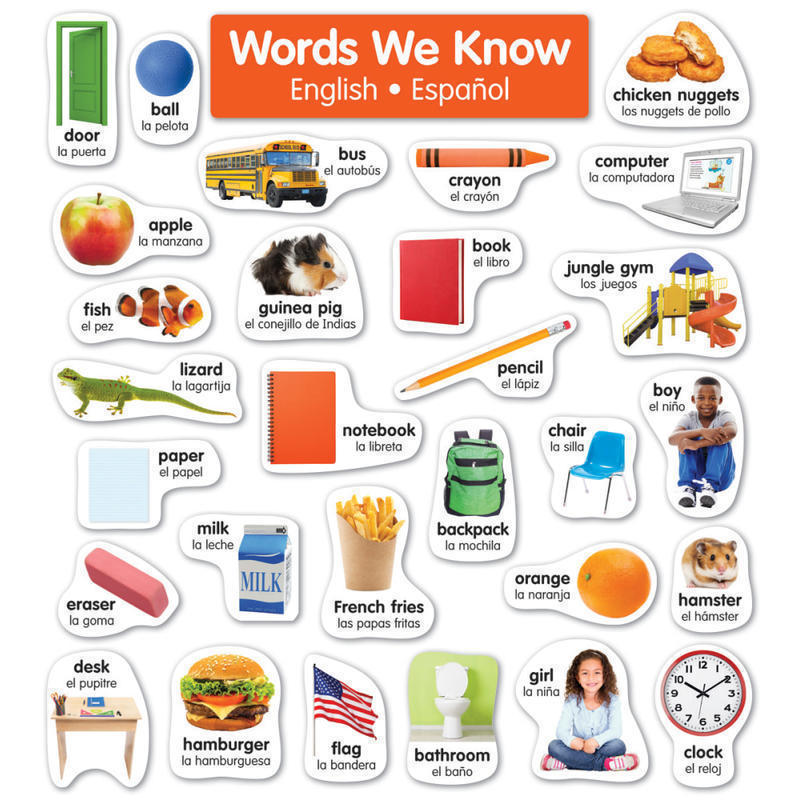 Scholastic English-Spanish Photo Word Wall Bulletin Board Set, 1st Grade To 6th Grade MPN:9781338344875