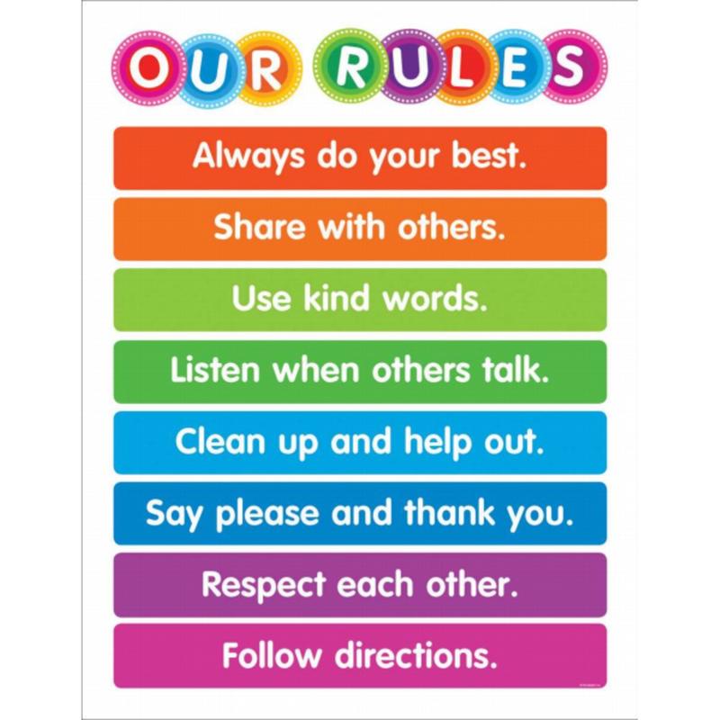 Color Your Classroom Chart, Our Rules, 17in x 22in, Multicolor, Grades Pre K 6 MPN:812798