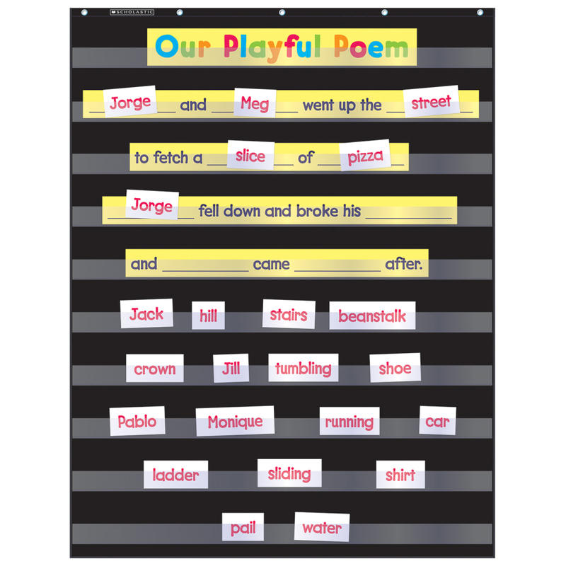 Scholastic Teacher Resources Pocket Chart, Standard, 34in x 44in, Black, Kindergarten to Grade 5 MPN:978-0-545-73277-2