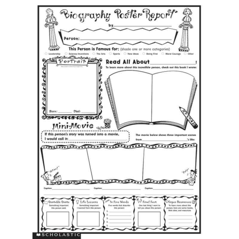 Scholastic Biography Report Posters, 17in x 22in MPN:9780439323239