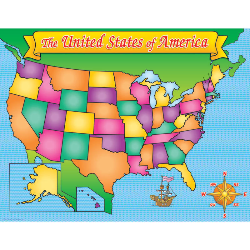 Scholastic Practice Chart, USA Map, 17in x 22in MPN:9780439505451