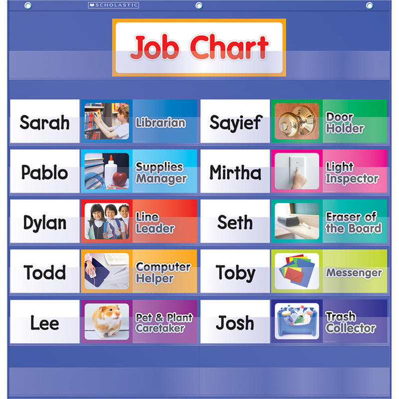 Scholastic Class Jobs Pocket Chart, Blue MPN:9780545114806