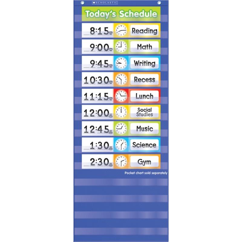 Scholastic Teacher Resources Pocket Chart, Schedule Cards Add-On, 10 3/4in x 2in, Multicolor, Kindergarten to Grade 5 MPN:9780545301824