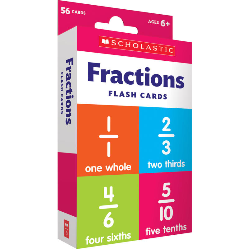 Scholastic Fractions Flash Cards, 6-5/16inH x 3-7/16inW, 2nd Grade, Pack Of 56 Cards MPN:9781338740165