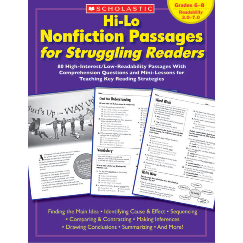 Scholastic Hi-Lo Nonfiction Passages - Grades 6-8 MPN:9780439694988