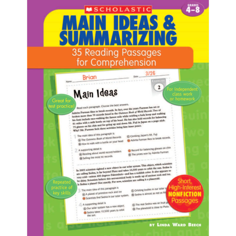 Scholastic Comprehension - Main Idea - Grades 4-8 MPN:9780439554121