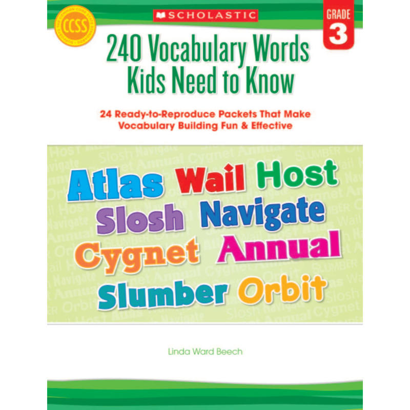 Scholastic 240 Vocabulary Words Kids Need To Know, Grade 3 MPN:9780545468633