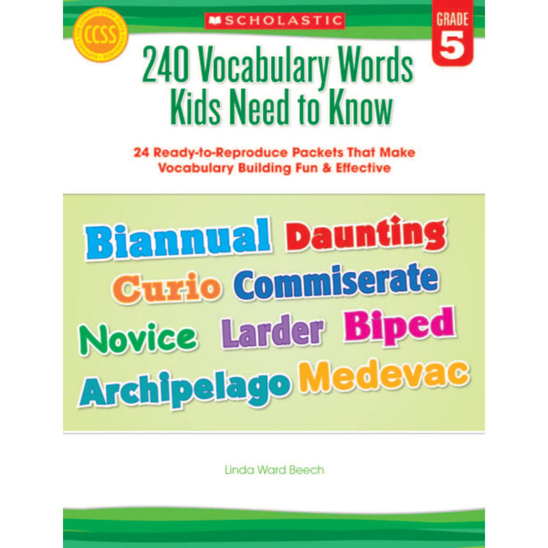 Scholastic 240 Vocabulary Words Kids Need To Know, Grade 5 MPN:9780545468657