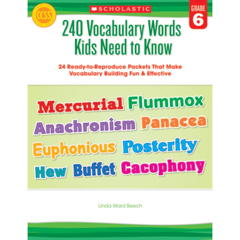 Scholastic 240 Vocabulary Words Kids Need To Know, Grade 6 MPN:9780545468664