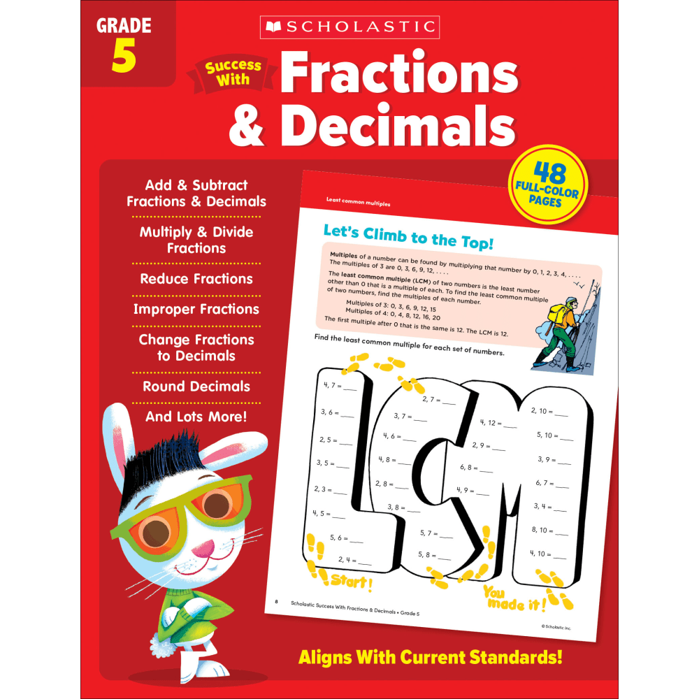 Scholastic Success With Fractions & Decimals Workbook, Grade 5 MPN:9781338798357